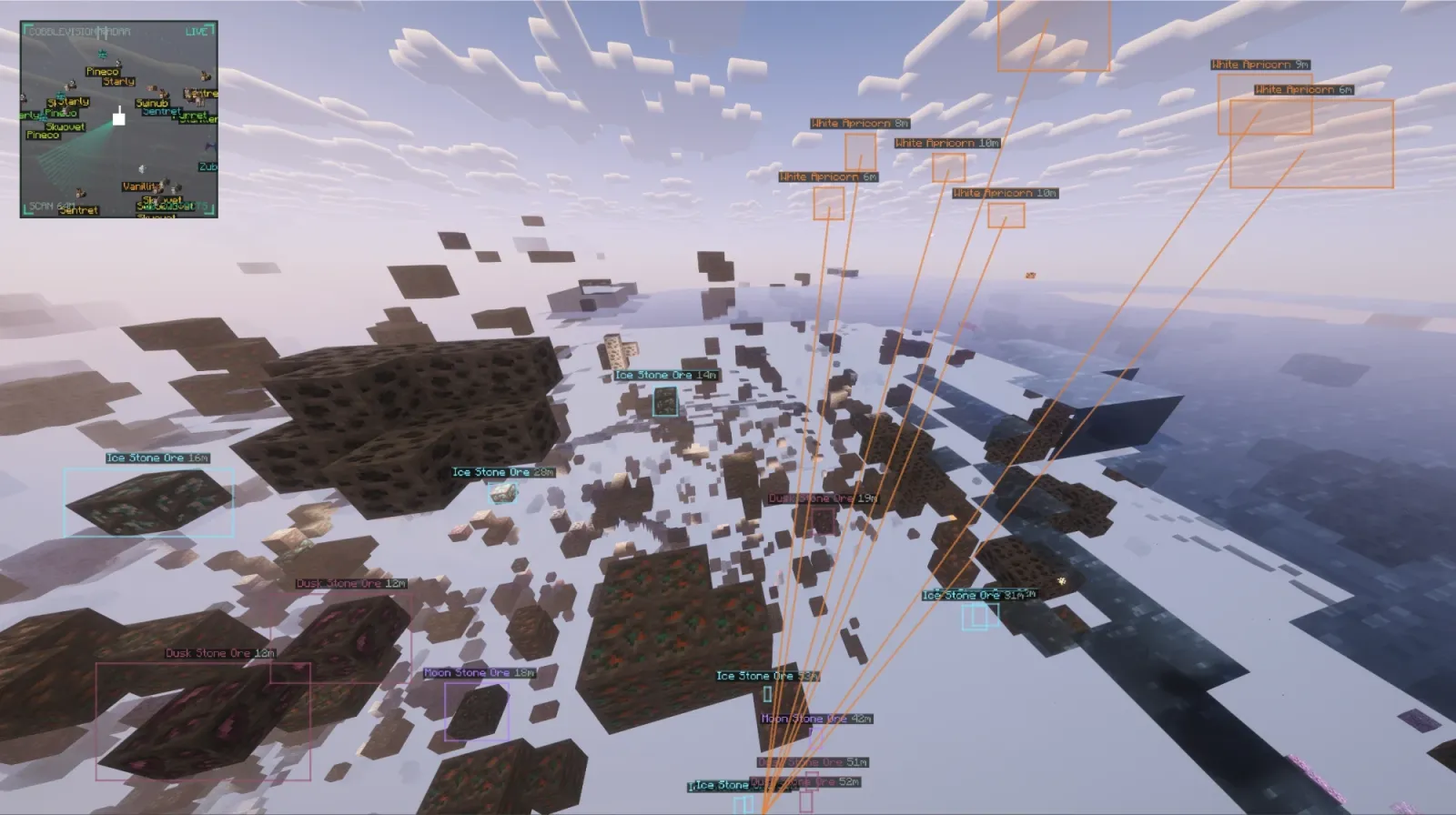 See ores, apricorns and drops straight through the terrain.